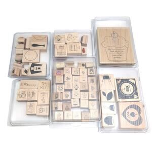 Lot of 62 Stampin Up Stamps Most Vintage Sized Mini to Jumbo 6+ Sets